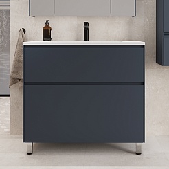 Style Line Тумба под раковину Лима 90 Plus эмаль графит матовая – фотография-3